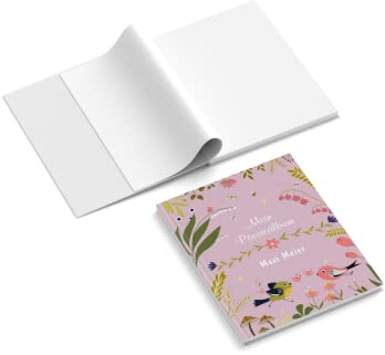 easyprint Poesiealbum personalisiert mit Name | Design Flowers & Birds | 148 x 210 mm | Hardcover | Papier 100 g/m² | Blanko Innenseiten | Farbe wählbar | Freundebuch | Erinnerungsbuch (Rot)