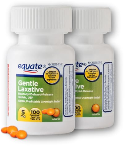 Bisacodyl 5mg Tablets- Gentle Laxative for Constipation 100ct for Daily Use (Pack of 2)