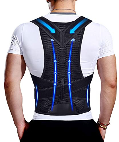 Corrector de postura mejorado con corsé para la espalda para hombres y mujeres, nueva versión de soporte lumbar para mejorar la postura y aliviar el dolor, soporte completo para la espalda para dolor