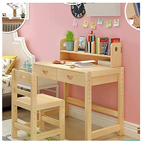 OLOTU Hebendes Kinderschreibtisch- und Stuhlset, einfacher Schreibtisch aus Massivholz, ergonomischer Kinderschreibtisch für Schlafzimmer und Wohnzimmer