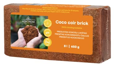 Agronom | Terreau en Fibre de Coco pour Plates-Bandes surélevées et Plantes - 650g (8l) | 100% Naturel-Bio | Terreau Plante Intérieur | Terreau Universel - Palmier, Orchidées | Fibre de Coco