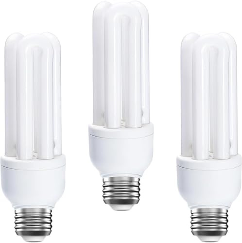 3 Pack Energy Saving 11W, 11W=60W E27 ES CFL Light Bulbs, Edison Screw CFL Light Bulbs, Compact Fluorescent Light Bulb, Daylight 6400K