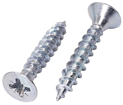 SKIR'CO (80 uds) Tornillos para madera de acero galvanizado de 5,0 x 30 mm, cabeza avellanada Pozidriv, tornillos para aglomerado, rosca completa PZ