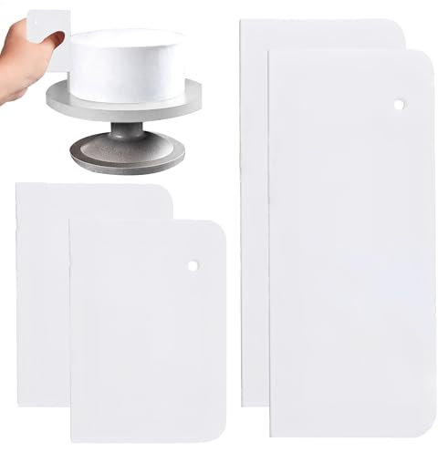 4 Pcs Professional Cake Scraper Buttercream Smoother, Cake Decorating Supplies - Cake Smoother, Cake Icing Smoother Cutters Smoother Tool for Cream Cake Baking Decorating