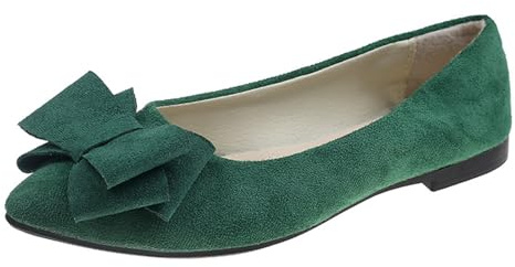 Ballerinaskor för kvinnor – pointed tå klänning skor slip-on flats skor för kvinnor andas bekväm ballerina eleganta mjuka promenadskor, fritidsskor, lätta sommarskor, arbetsskor, Grön, 39 EU