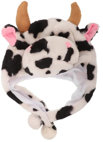 JOINPAYA Cappello da Mucca di Peluche Caldo Corna e Orecchie per Ragazzo Ragazza e Adulti, Accessorio per Costume Divertente per Feste a Tema e Cosplay