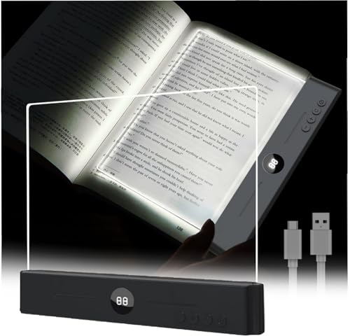 Flat Book Light, Book Page Light with 3 Colors & Timer Eye Protection | Reading Lights for Books in Bed, Panel Book Lamp Reading Night Light,Clear LED Book Full Page Light,Flat LED Light Panel