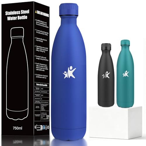 Mujigaga Botella Termica 750ml, Botella Agua Acero Inoxidable, Termo Agua Fria, A Prueba de Fugas, Cantimplora Termica, Mantiene 24H Frio/12H Calor, Aislamiento al Vacío, para Agua, Té, Jugo