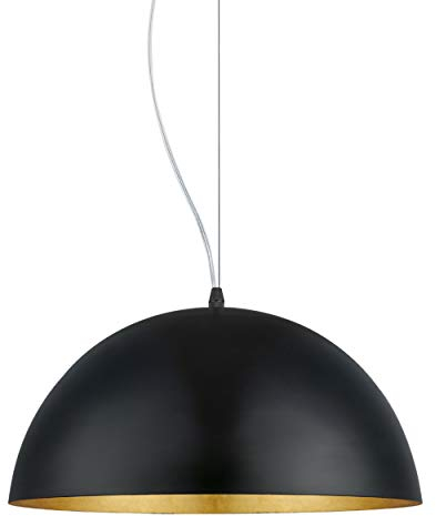 EGLO Pendellampe Gaetano 1, 1 flammige Pendelleuchte, Hängelampe aus Stahl, Farbe: Schwarz, gold, Fassung: E27, Ø: 38 cm
