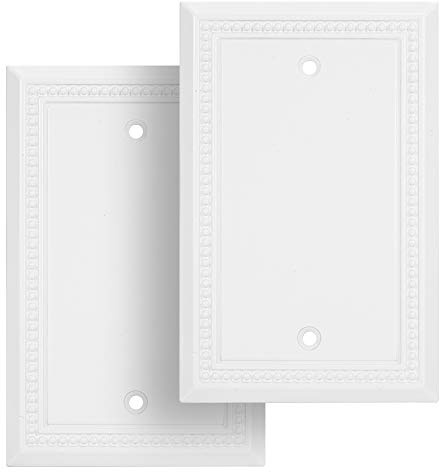 Henne Bery Sunken Pearls Heavy Duty Decorative Wall Plate Switch Plate Outlet Cover (Single Blank, 2 Pack, White)