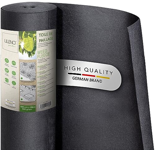 LILENO HOME Tessuto Non Tessuto per Erbacce da Giardino Contro Le Erbacce 200 m² [150 g/m²] – Pellicola per Erbacce da Giardino [1 m x 200 m]