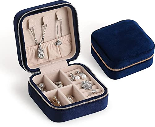 Yiluana Mini-Reise-Schmuckschatulle, tragbar, für Ohrringe, Ringe, Halsketten, Armbänder, kleiner Schmuck-Organizer mit Reißverschluss