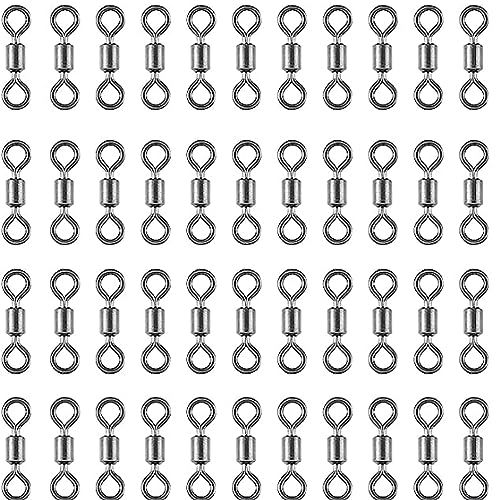 LJFEA 100 Stücke Karabiner Wirbel Angeln Forelle 5 Größe Angelwirbel Solide Ringe Tonnenwirbel Angel Wirbel Wirbelkarabiner Salzwasser Wirbel, Angelzubehör Wirbel 7#