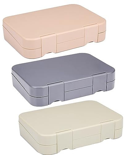 alpina Lunchbox mit Fächern – 21 x 15 x 4,5 cm – Überraschungsfarbe: Rosa, Grau oder Beige – Spülmaschinenfest – Kinder/Erwachsene – Herausnehmbares Fach – Kunststoff,Sortierte Farbe