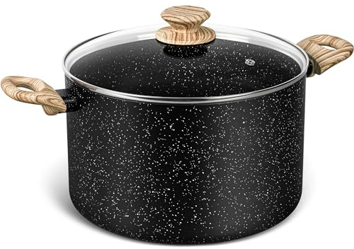 MICHELANGELO 8 Quart Stock Pot with Lid, Nonstick Cooking Pots, 8 Qt Soup Pot with Lid, Large Induction Pots for Cooking, Stockpot with Healthy Coating