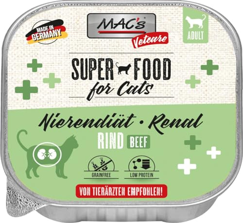 Mac's Cat Vetcare Comida Húmeda Premium para Gatos Dietas Especiales 16 x 100 Gr (Ternera Renal)