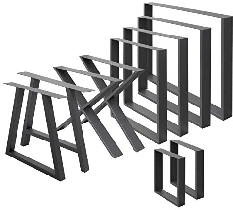 ML-Design 2er Set Tischbeine 30x43 cm, Anthrazit, Stahl pulverbeschichtet, Industriedesign, Vierkantprofilen, Metall Tischkufen Tischuntergestell Tischgestell Möbelfüße Bankkufen Bankgestell Bankbeine