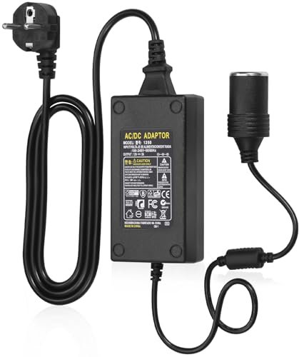 JIZZU 60W 5A AC à DC Adaptateur Converter, 230V à 12V Adaptateur Allume Cigare Secteur pour Voiture, Chargeur Secteur Transformateur Convertisseur pour Gonfleur Pneu, Aspirateur, Glacière