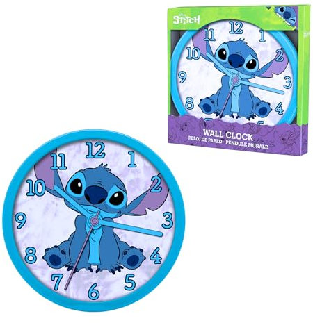 Disney Stitch Orologio da Parete, Design Classico Rotondo Silenzioso, Orologio per Bambini, Decorazione per la Camera dei Bambina, Regalo per Ragazze