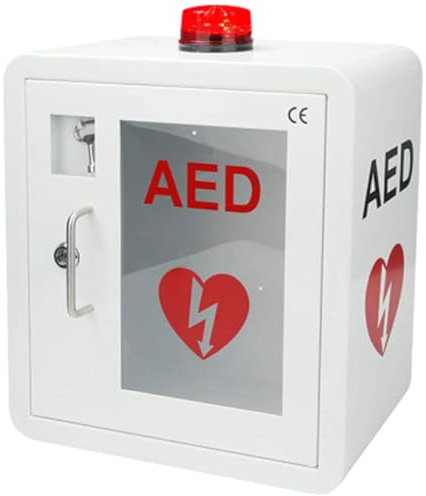 AED defibrillator förvaringsskåp, universell defibrillator inomhus metallvägglåda med defibrillator platssignal, låsbar och co(färg: B låsbar)