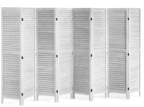 VEVOR Schermo in legno portatile in stile europeo, paravento pieghevole in legno a 8 pannelli per privacy, 3250 x 1700 x 18,5 mm, per separare stanze, casa, ristorante e camera da letto, bianco