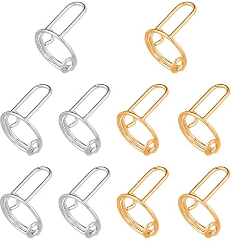 10 Uds Anillos para Uñas, Ajustables Reutilizables Anillos para Uñas Anillos para Uñas con la Punta de Los Dedos de Cobre Anillos para Uñas Extraíbles (Oro Rosa, Plata)