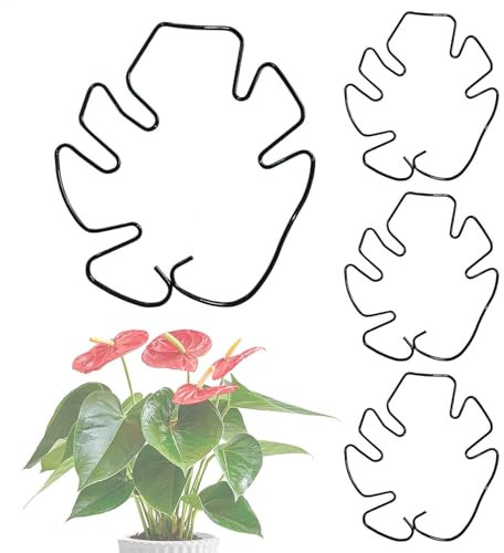 Soporte ligero para tallos de plantas, juego de 4 soportes para plantas trepadoras reutilizables de aluminio para Monstera, enrejado, hortensias, rosas, tomates, 6.3 x 7.1 pulgadas