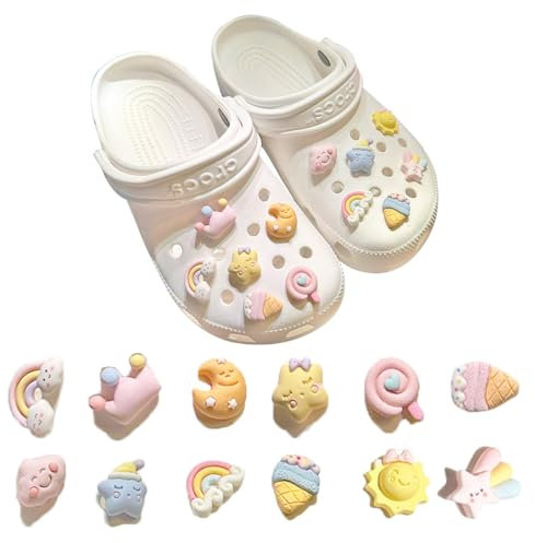 MUVONZI 12 Stück Schuh Charms, für Crocs Anstecker Glitzer, Schuhanhänger, für Charms Glitzer, für Crocs Anstecker, PVC Shoe Charm für Mädchen Frauen Kinder