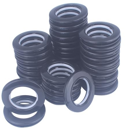 KEJNYT 36 Pcs Curtain Grommets, Inner Diameter 1-9/16 inch (40mm-75mm) Curtain Eyelet Rings Silence Drapery Grommets Roman Eyelet for Curtains Drape (Black)