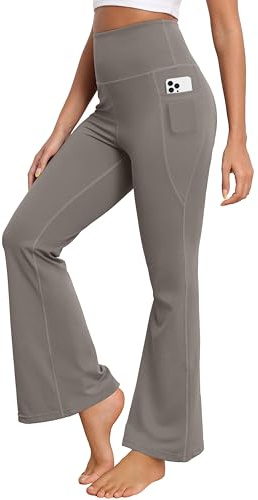 GRECERELLE Wide Leg Trousers for Women Yoga Pants Elasticated High Waist with Side Pockets Opaque Tummy Control Work Running Walking Pants for Ladies