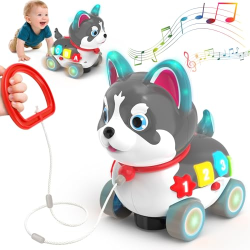 Baby Toys for 6-12-18 Month, 3-in-1 Musical Puppy Toy, Crawling & Walking Toys for 1 Year Old Boy Girl Gifts, Bilingual Learning Educational for 7 8 9 10 Months Developmental Toy