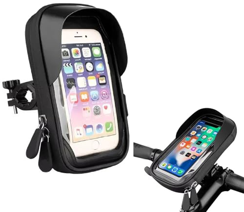 Omana Supporto per telefono da bicicletta, impermeabile, con supporto girevole a 360° per touchscreen e cerniera, per manubrio, parasole e pioggia, per ciclismo, moto, scooter, scooter