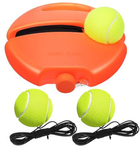 PACKOVE Entrenador de Tenis Portátil para Práctica Individual y Mejora de Habilidades Base de Plástico Naranja y Cuerda Elástica para Principiantes en Cualquier Momento