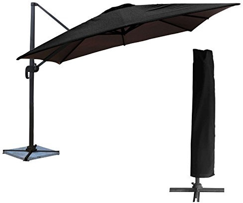 Happy Garden Freistehender Sonnenschirm MOLOKAI quadratisch 3x3m schwarz + Hülle