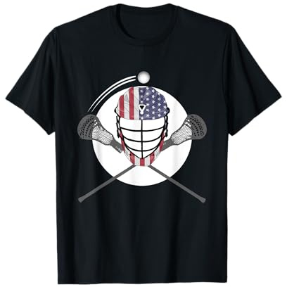 Lacrosse Helmet and Sticks, American Flag Lax Helmet T-Shirt T-Shirt