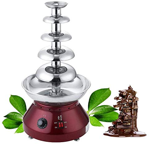 YUEWO Schokobrunnen Schokoladenbrunnen Schokofontäne Schokofondue Für Party Und Hochzeit 24,2 Zoll 304 Edelstahl 5 Etagen 4KG Kapazität 230W 220V