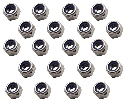 M8 Self-Locking Nuts Marine Grade Lock Style in A4 Stainless Steel 316 – Corrosion Resistant Fasteners (Pack of 20)