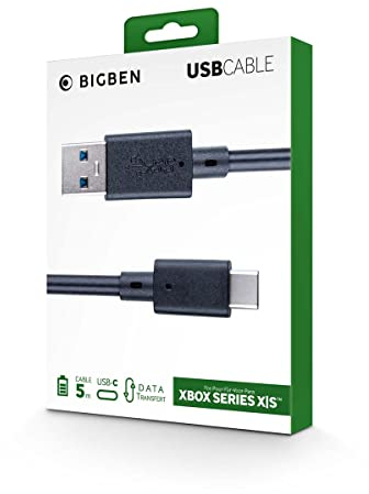 Nacon Cavo di ricarica per controller Xbox Series. Connettore USB a USB-C. Lunghezza 5 m. Cavo in PVC, nero