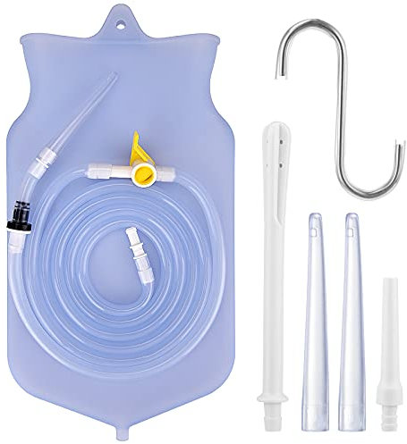 Klistierbeutel-Set für Darmreinigung Wiederverwendbares Kaffeeklistier-Set mit 150cm Silikonschlauch und 4 wiederverwendbaren Düsenspitzen