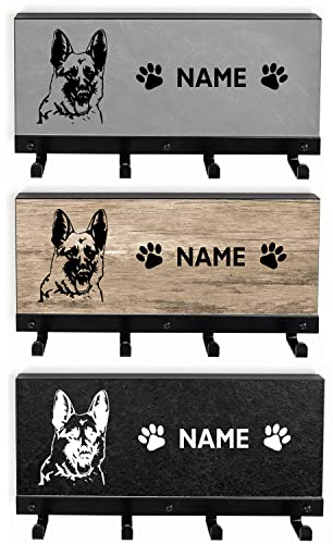 Tierisch-tolle Geschenke Deutscher Schäferhund Leinengarderobe für Hunde Hundegarderobe Leinenhalter Dogstation | mit Wunschnamen personalisiert
