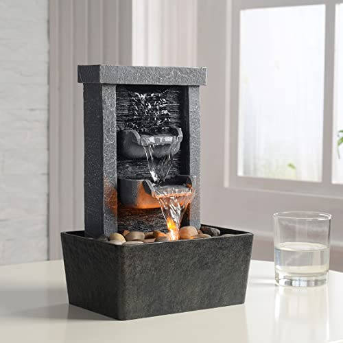 Evisso Fontaine d'intérieur 21097, résine, 18 x 13 x 25.4 cm, 1.92 kg, Poids Léger, Pompe Submersible Silencieuse, Robuste, Relaxation, Décoration Maison/Bureau