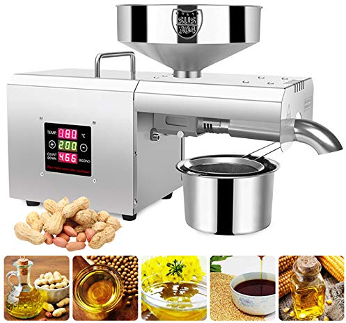 Automatische Ölpresse 600W Ölpresse Maschine aus Edelstahl 304 Digitale Temperaturregelung Erdnussölausbeute: 40% -46%