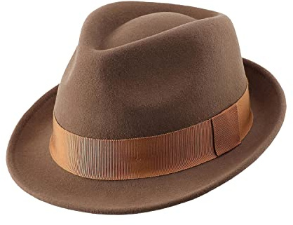 Home Prefer Men's Wool Felt Winter Hat Short Brim Fedora Hat Tan Large (7 3/8) 59cm