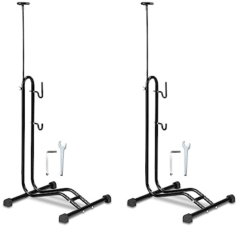 2 x Cecaylie Rastrelliera per Biciclette 3 in 1 da 20 a 29 pollici, Supporto per la manutenzione di biciclette, Reggiciclo ruota, regolabile in altezza, adatto per ruota anteriore o posteriore