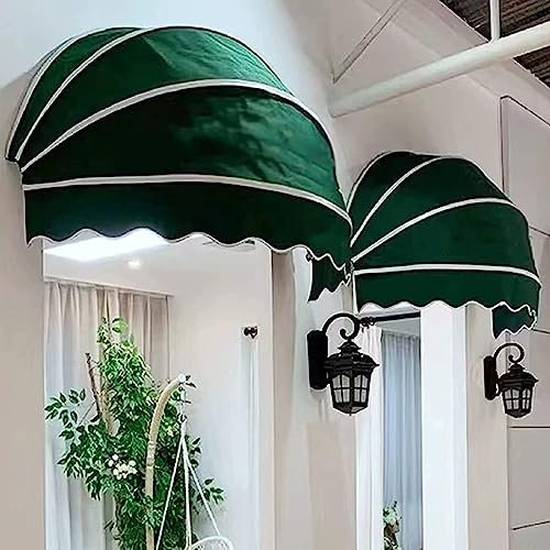 DAZULI Ventana Y Puerta Toldo, Plegable Redondo Pabellón Cubrir Ultravioleta Bloquear Sombrilla, Poliéster Tela Decorativo Doselera, Robusto Galvanizado Marco, Fácil A Instala(Size:150cm,Color:Verde)