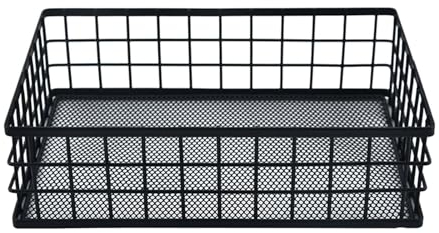 predolo Mesh Storage Box, Metal Wire Baskets, Organizer for Home, Office, Bathroom, Bedroom, Tray (black)