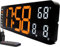 Opis Clock 1 XL Orange/Weiß: Wanduhr Digital mit Temperaturanzeige, die Große Leuchtende LED Digitaluhr ohne Tickgeräusch