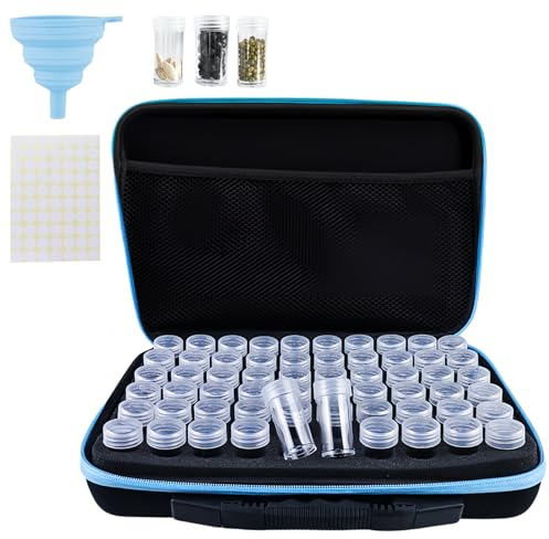 Saatgut Aufbewahrungsbox, 60 Slots Saatgut Aufbewahrung Mit Reißverschluss, Samen Organizer Mit 60 Flaschen, Etikettenaufklebern & Trichter, Seed Storage Organizer Für Samen Und Diamantmalerei-Zubehör