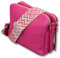 ADEL Umhängetasche Damen Echtes Leder MARA Handgemachte Crossbody Bag 5 Fächer Schultertasche mit Ledergurt + Breitem Gemustertem Riemen Verstellbarer Gurt Made in Italy (Pink)