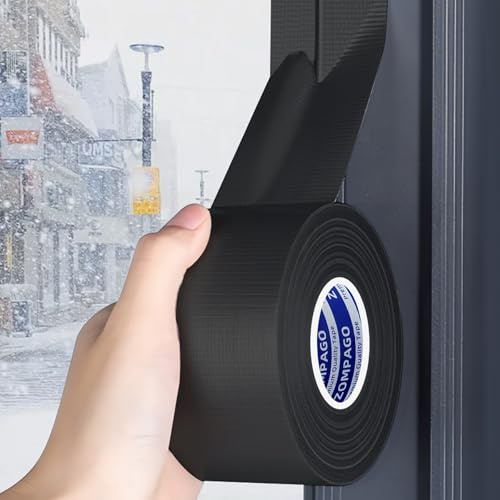 ZOMPAGO Strong Adhesive Cloth Weather Stripping Tape,1.8inx33FT,Black for Sliding Windows and Door Frames - Seal Strip for Soundproofing,Dustproof, Waterproof,and Windproof-Durable and Wear Resistant